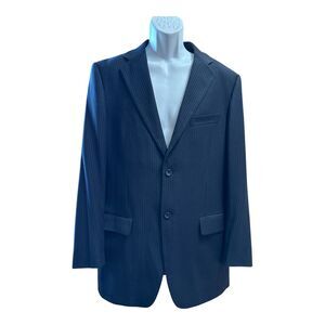 Caravelli Men's Gray Pinstripe Oxford 2B Blazer Size 40L 34W Made in Italy